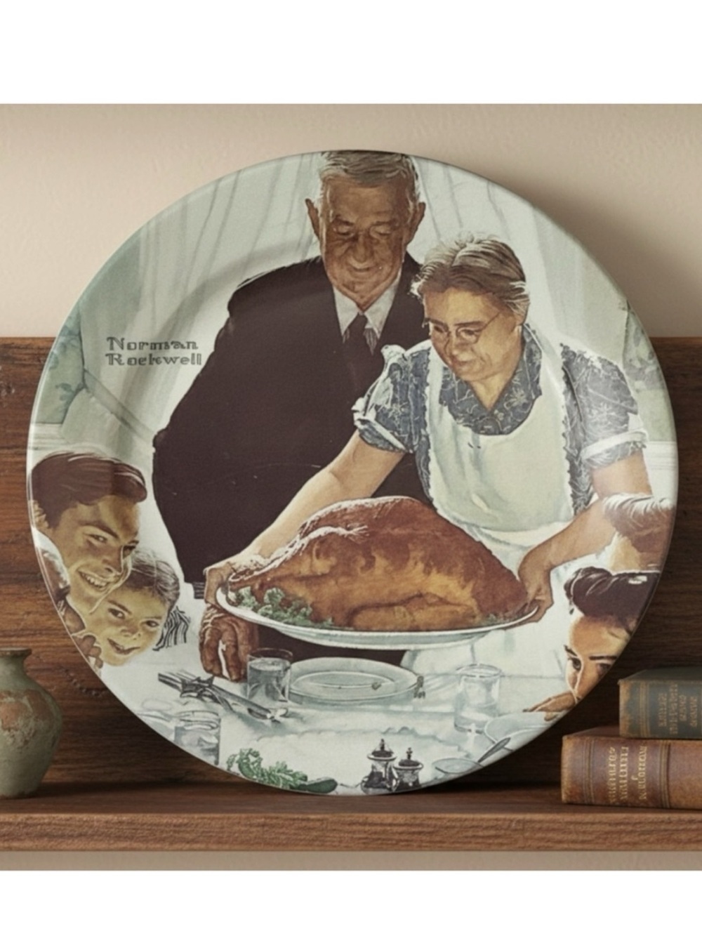 Norman Rockwell Thanksgiving Collector Metal Plate Four Freedoms Vintage 1979